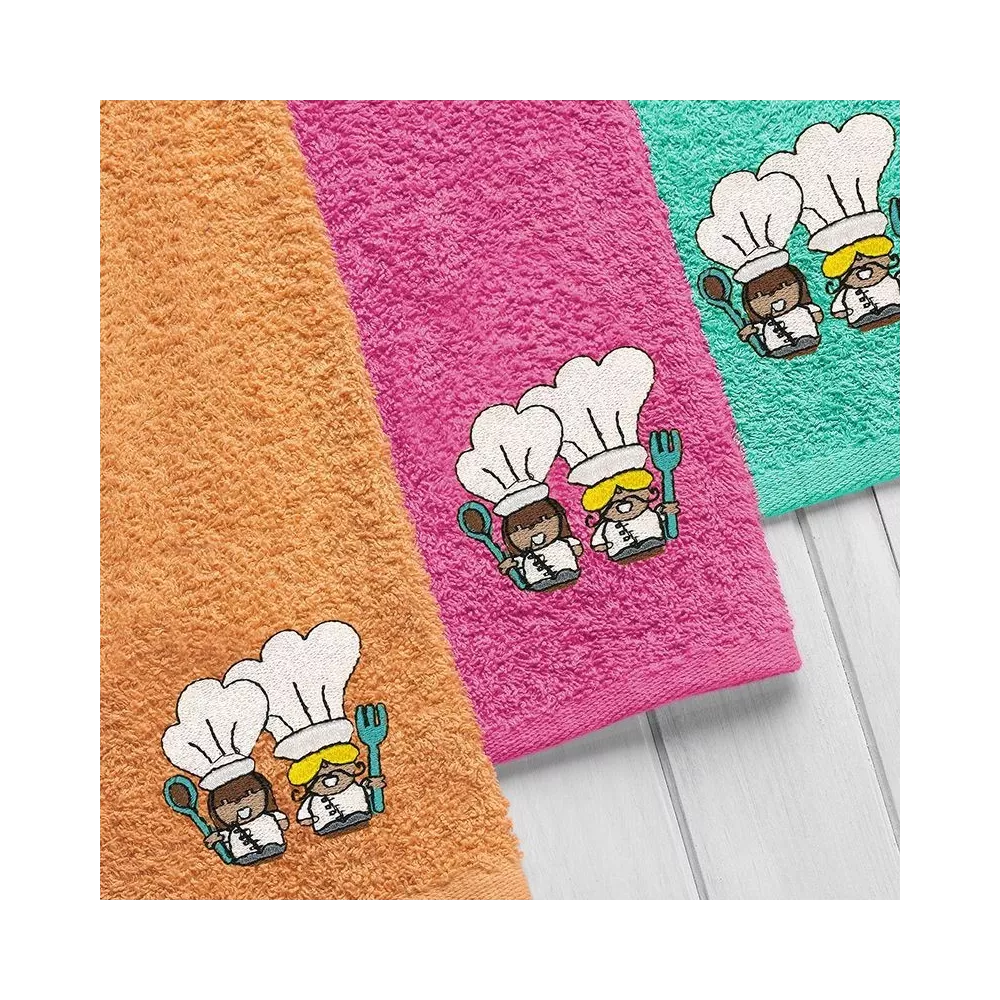 Estuche 3 Paños de Cocina Chef Bordados Barceló Hogar