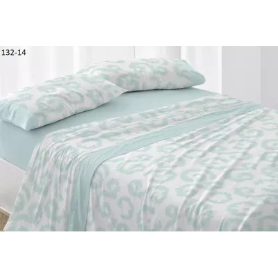 Set di Lenzuola 132 Turchese Burrito Blanco