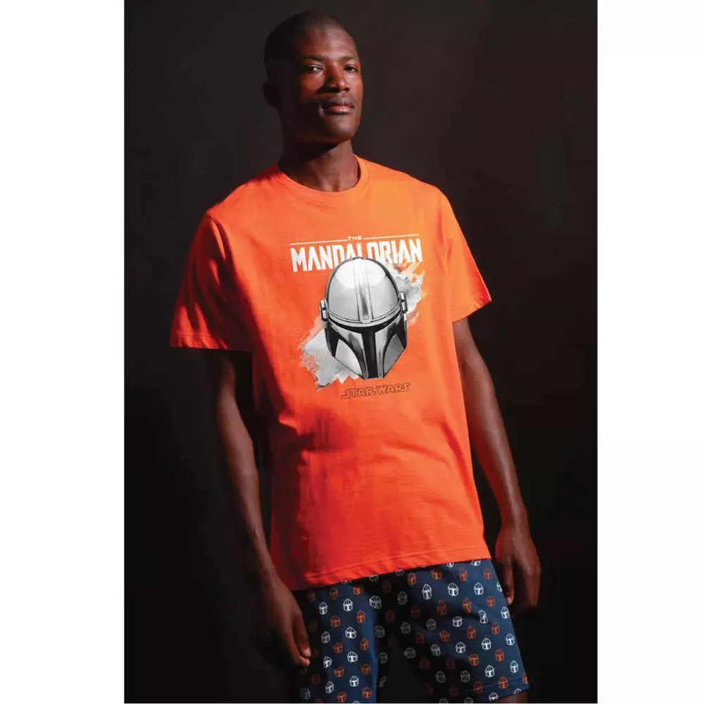 Herren Sommer Pyjama 60684 Orange Mandalorian Star Wars
