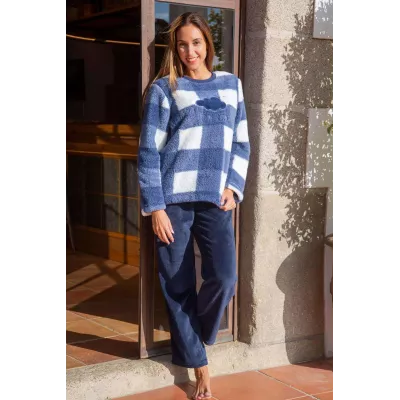 Pigiama Donna Inverno 236635 Blu Muslher