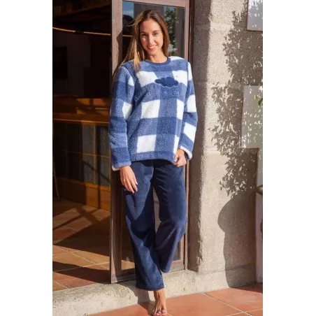Pigiama Donna Inverno 236635 Blu Muslher