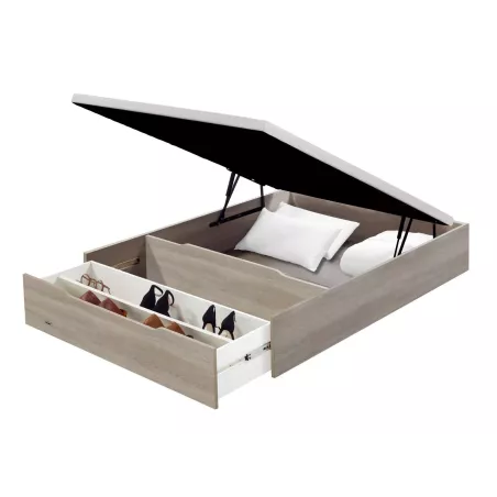 Canapé Abattable Bois 25 Couvercle avec Range-chaussures Tissu 3D Flex (Plusieurs Couleurs)