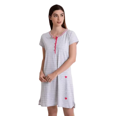 Camicia da notte a maniche corte da donna Estate L247214 Grigio Massana