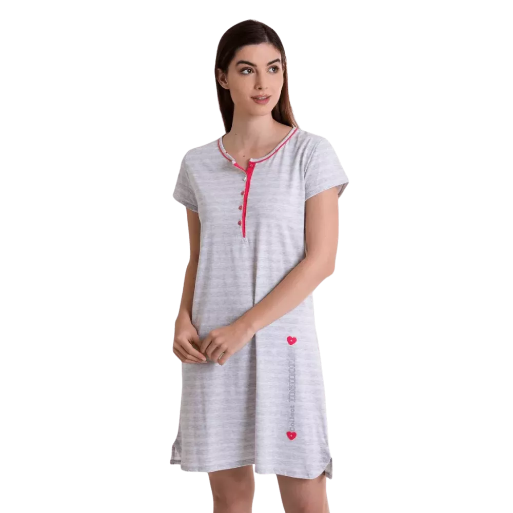 Kurzarm Nachthemd Frau Sommer L247214 Grau Massana