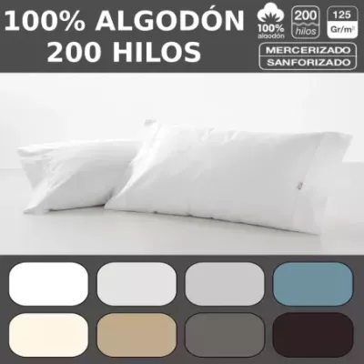 Funda de almohada COMBI LISOS BIÉS. 100% algodón (200 hilos)