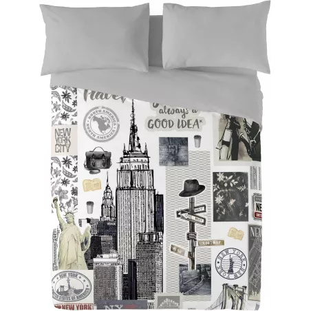 Duetto Capa de Edredom Ny Travel Cinza Naturals