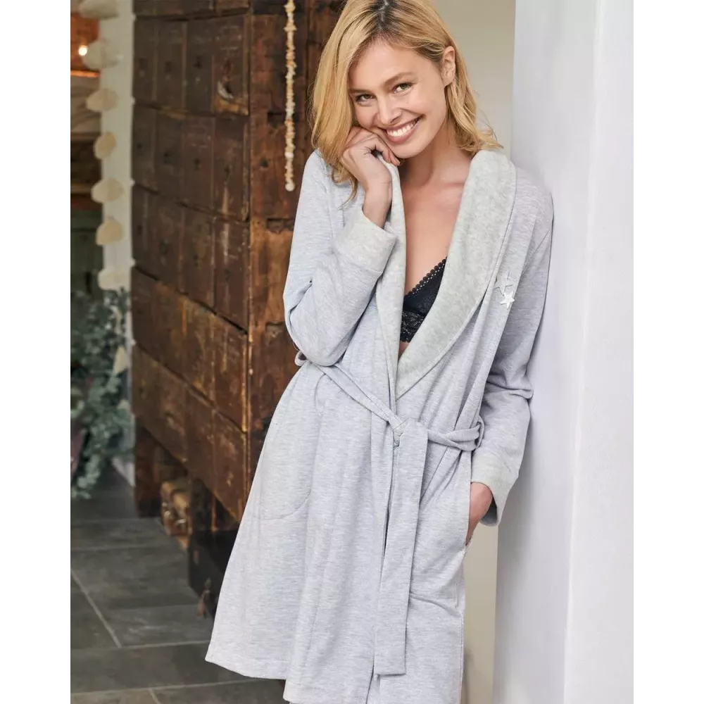 Damen Bademantel Winter L726256 Grau Massana