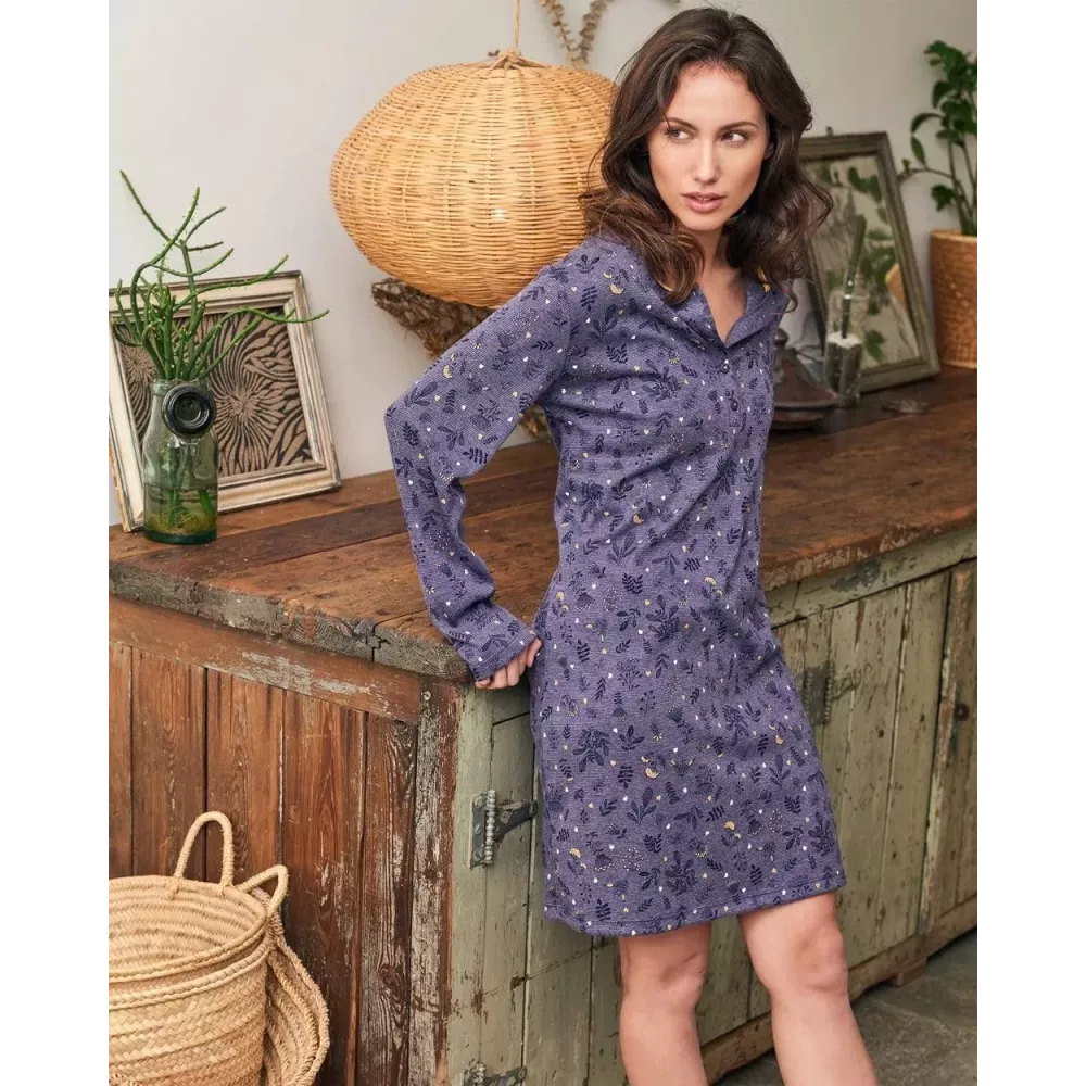 Frauen Nachthemd Winter L727259 Blau Massana