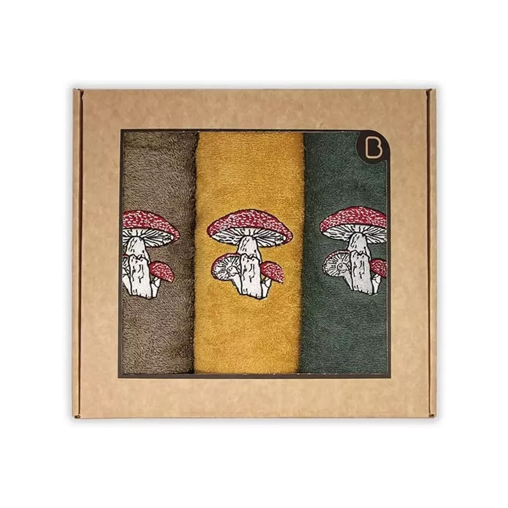 Pack de 3 Torchons de Cuisine Brodés Champi 100% Coton Barcelo