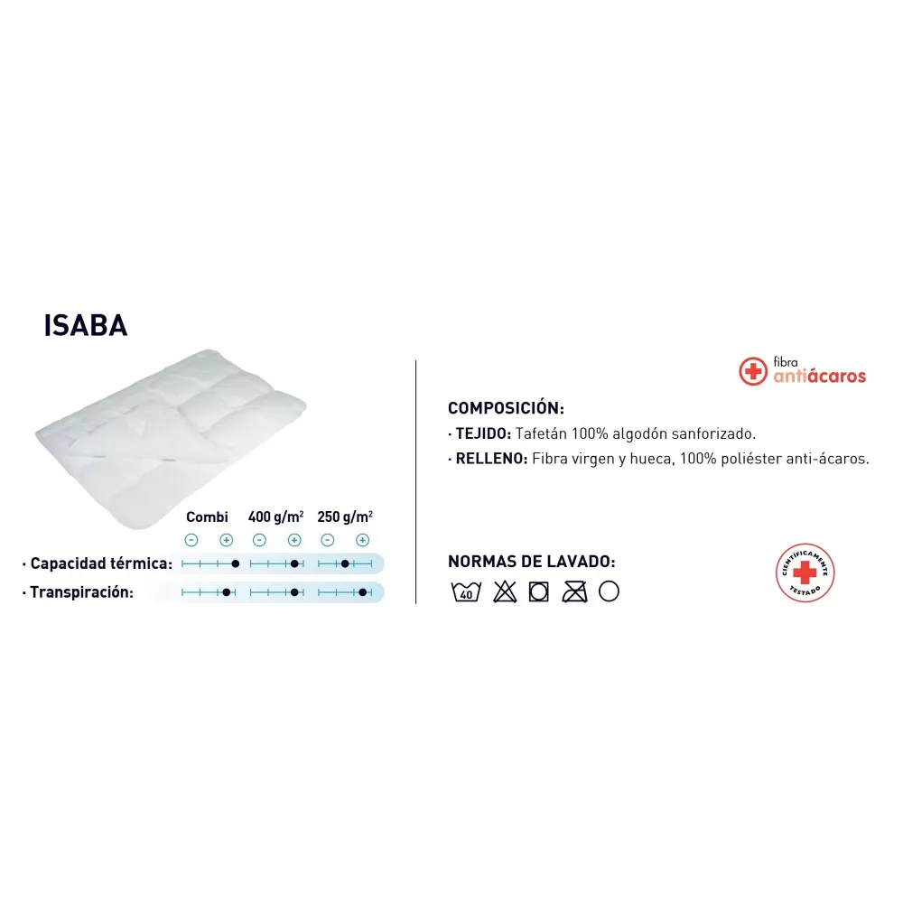 Piumino Nordico Antiacaro Isaba 250 g/m2 Moshy