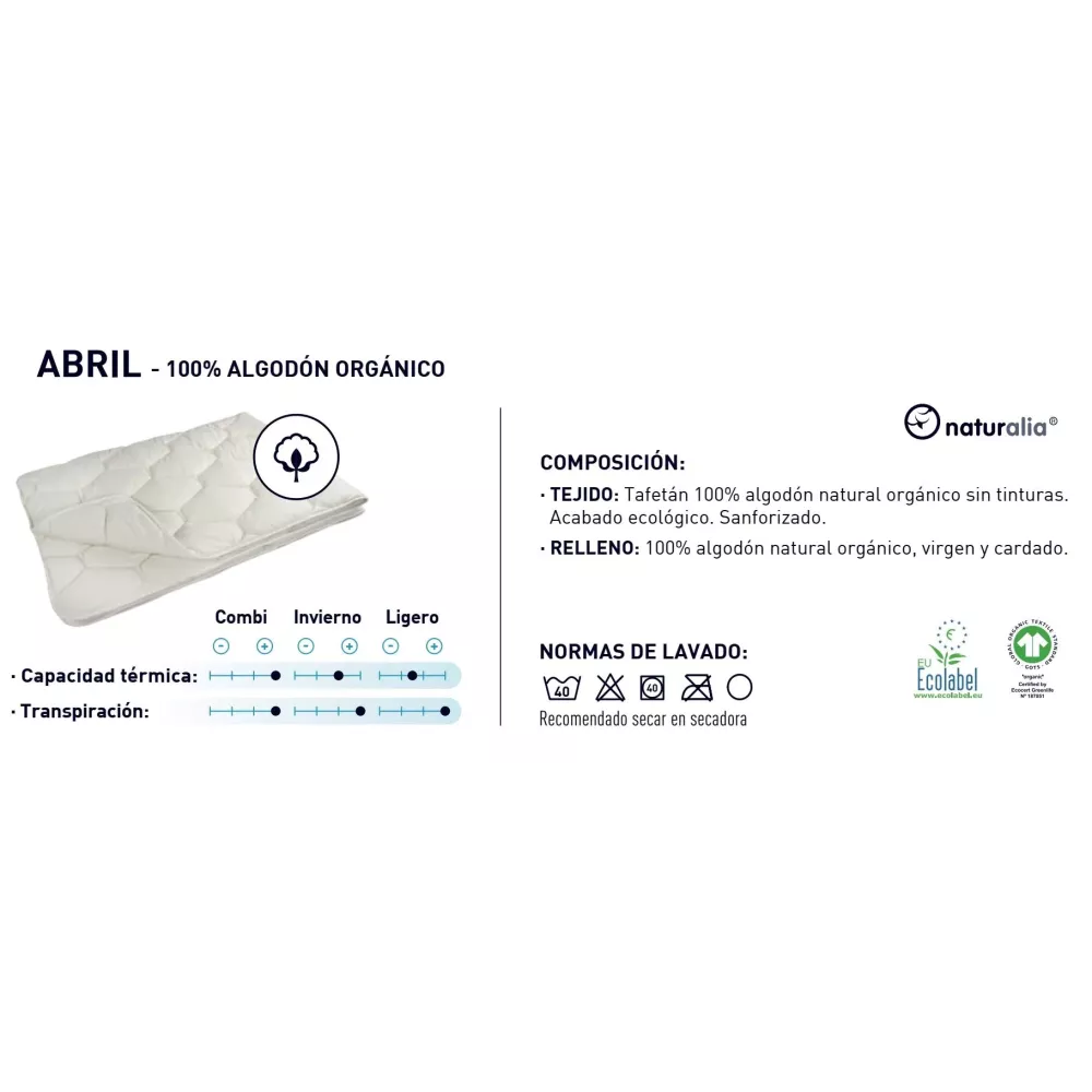 Piumino Nordico 250 gr/m2 Abril Leggero 100% Cotone Biologico di Moshy Naturalia