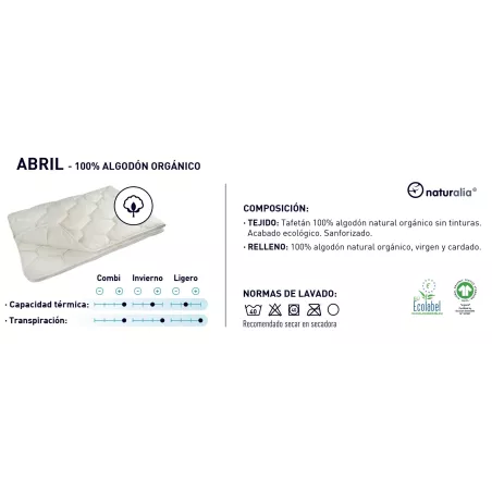 Piumino Nordico 250 gr/m2 Abril Leggero 100% Cotone Biologico di Moshy Naturalia