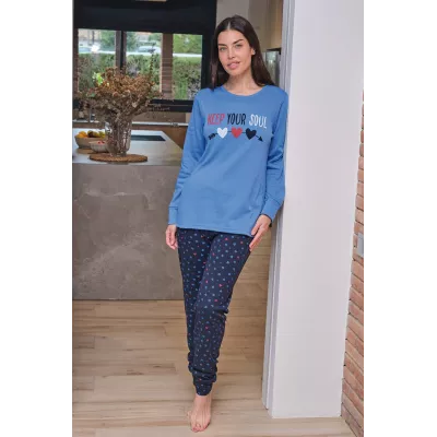 Pigiama Donna Inverno 256658 Blu Muslher
