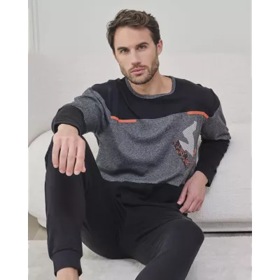 Pigiama Uomo Inverno 751306 Nero Massana