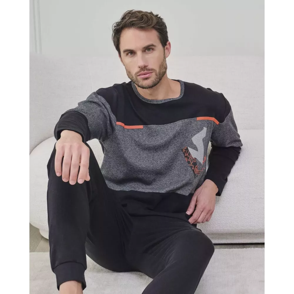 Herren Pyjama Winter 751306 Schwarz Massana