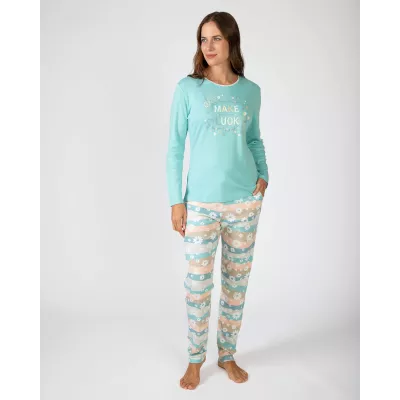 Pigiama Donna Inverno P751242 Turchese Massana
