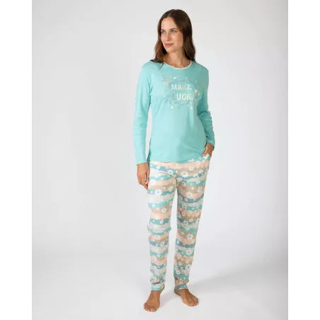 Pigiama Donna Inverno P751242 Turchese Massana