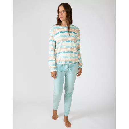 Pigiama Donna Inverno P751244 Turchese Massana