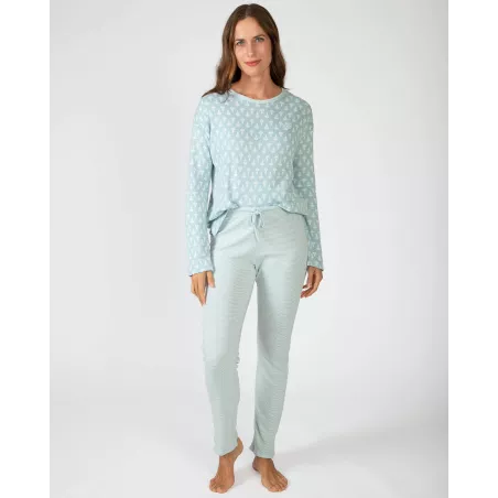 Frauen Winterpyjama P751250 Grün Massana