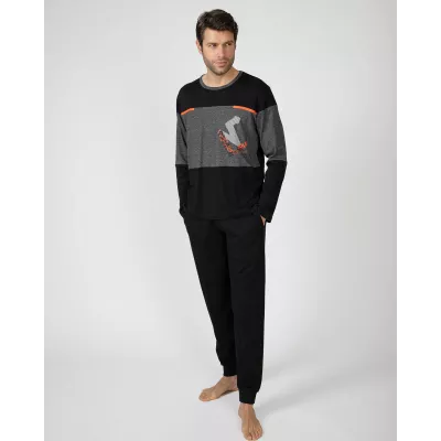 Pigiama Uomo Inverno 751306 Nero Massana