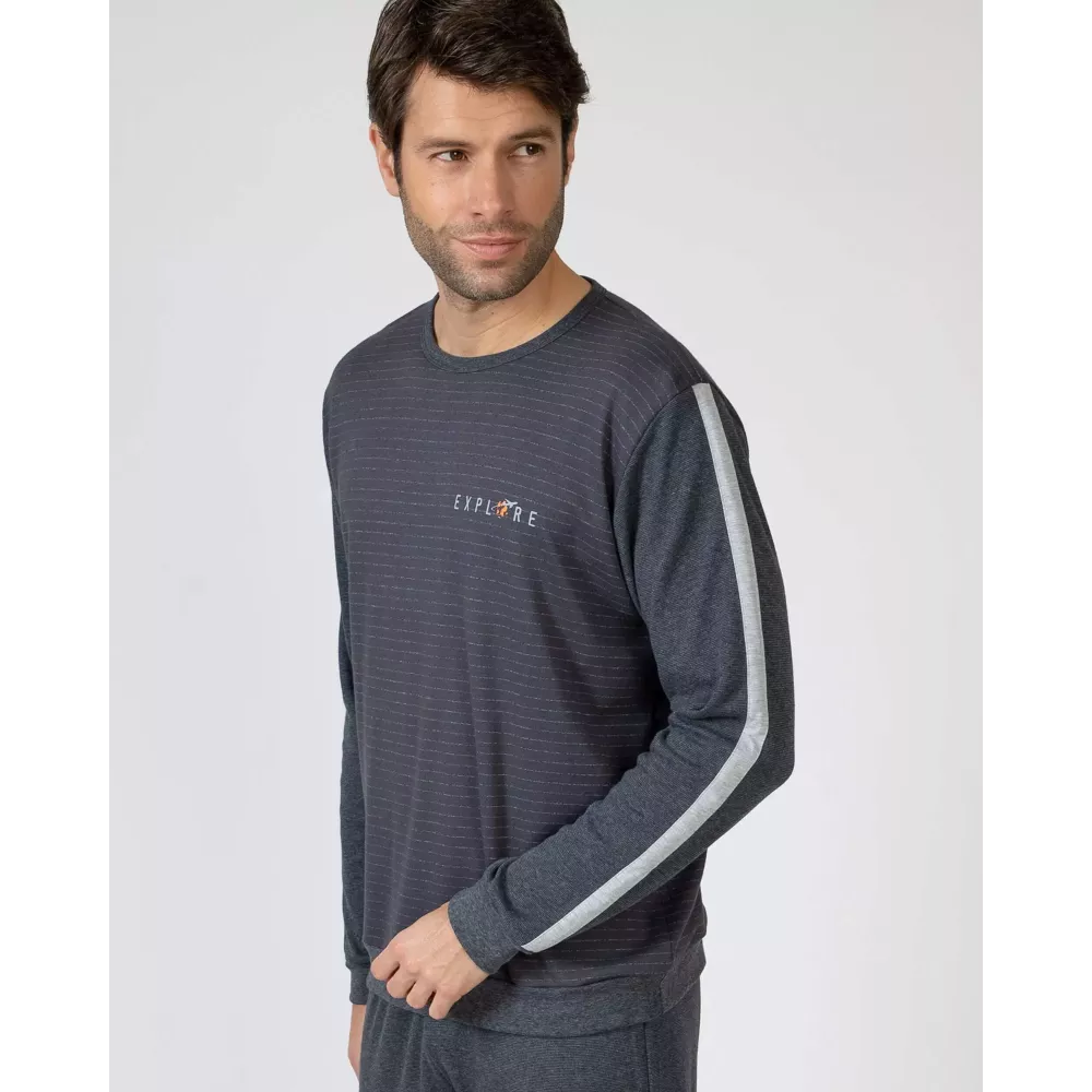 Herren Winter Pyjama 751318 Grau Massana