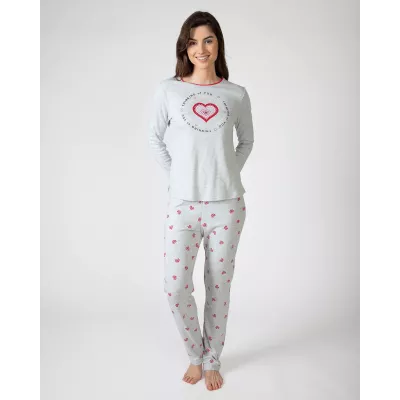Pigiama Donna Inverno P751206 Grigio Massana