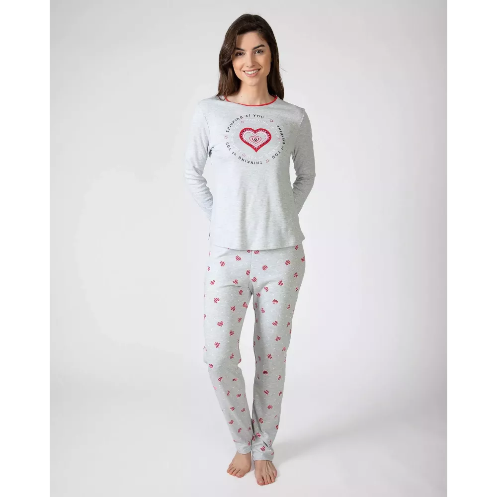 Pigiama Donna Inverno P751206 Grigio Massana