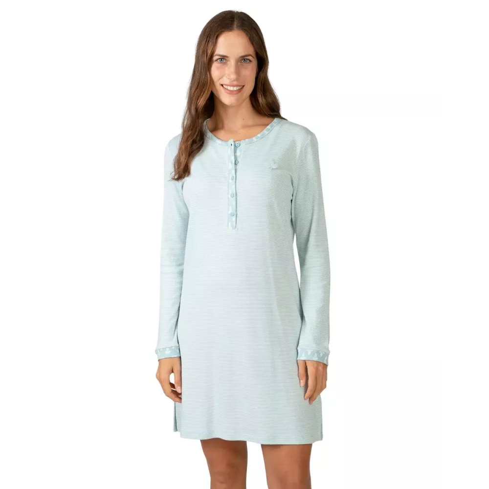 Camicia da notte donna inverno L757249 Verde Massana