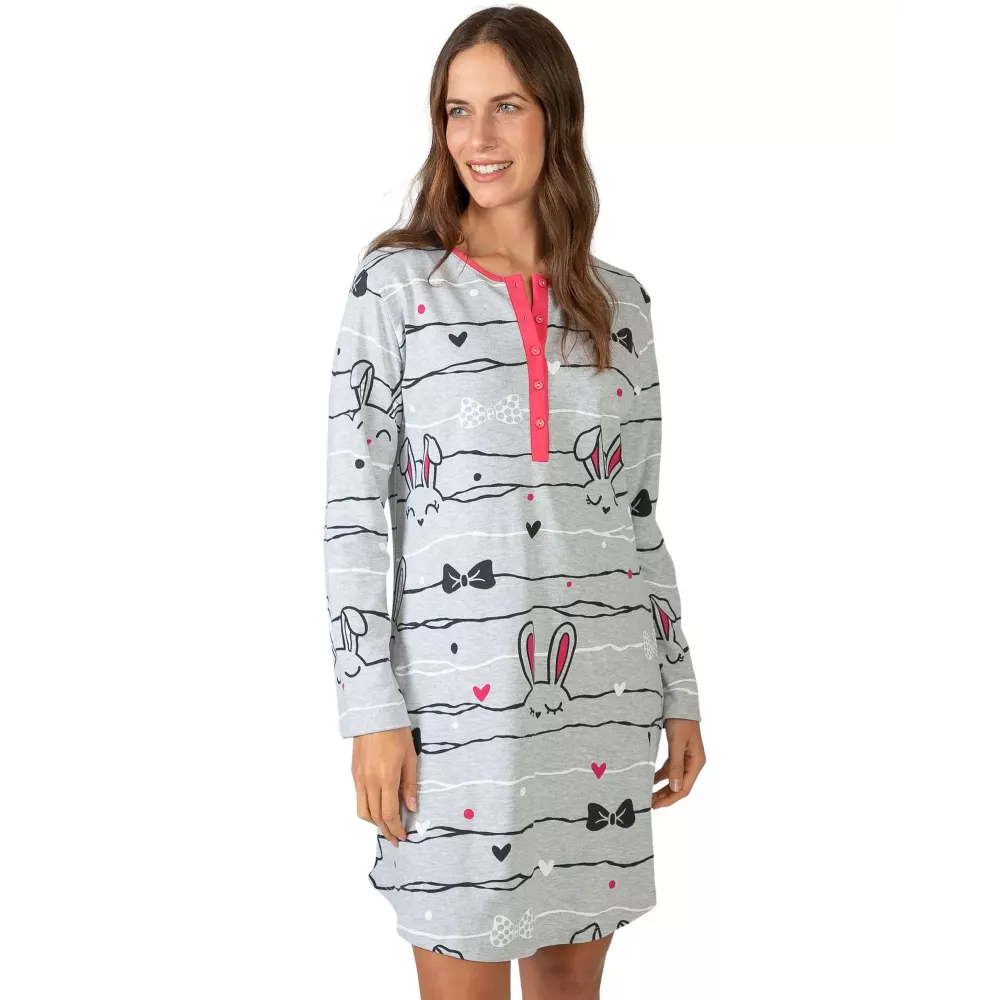 Camicia da notte donna inverno L757224 Grigio Massana
