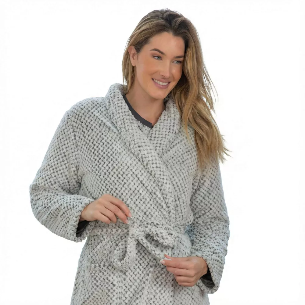 Damen Winter Bademantel 248618 Grau Muslher
