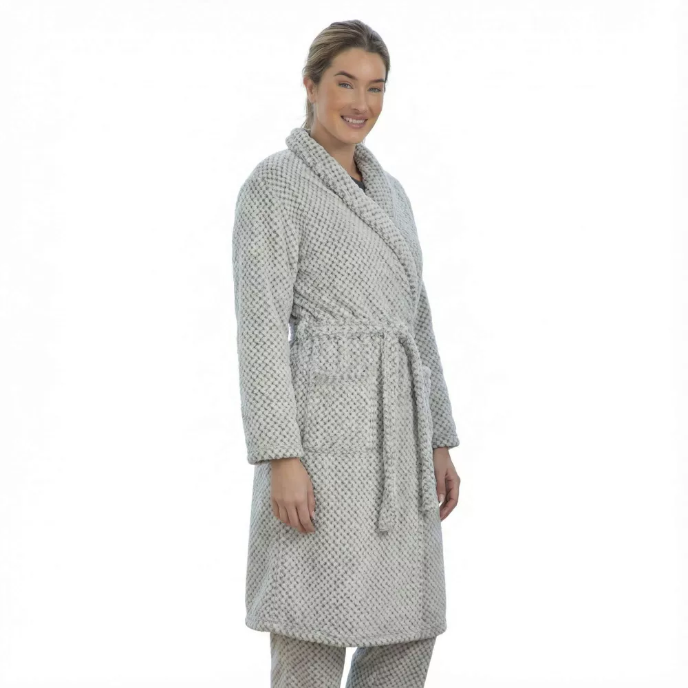 Damen Winter Bademantel 248618 Grau Muslher