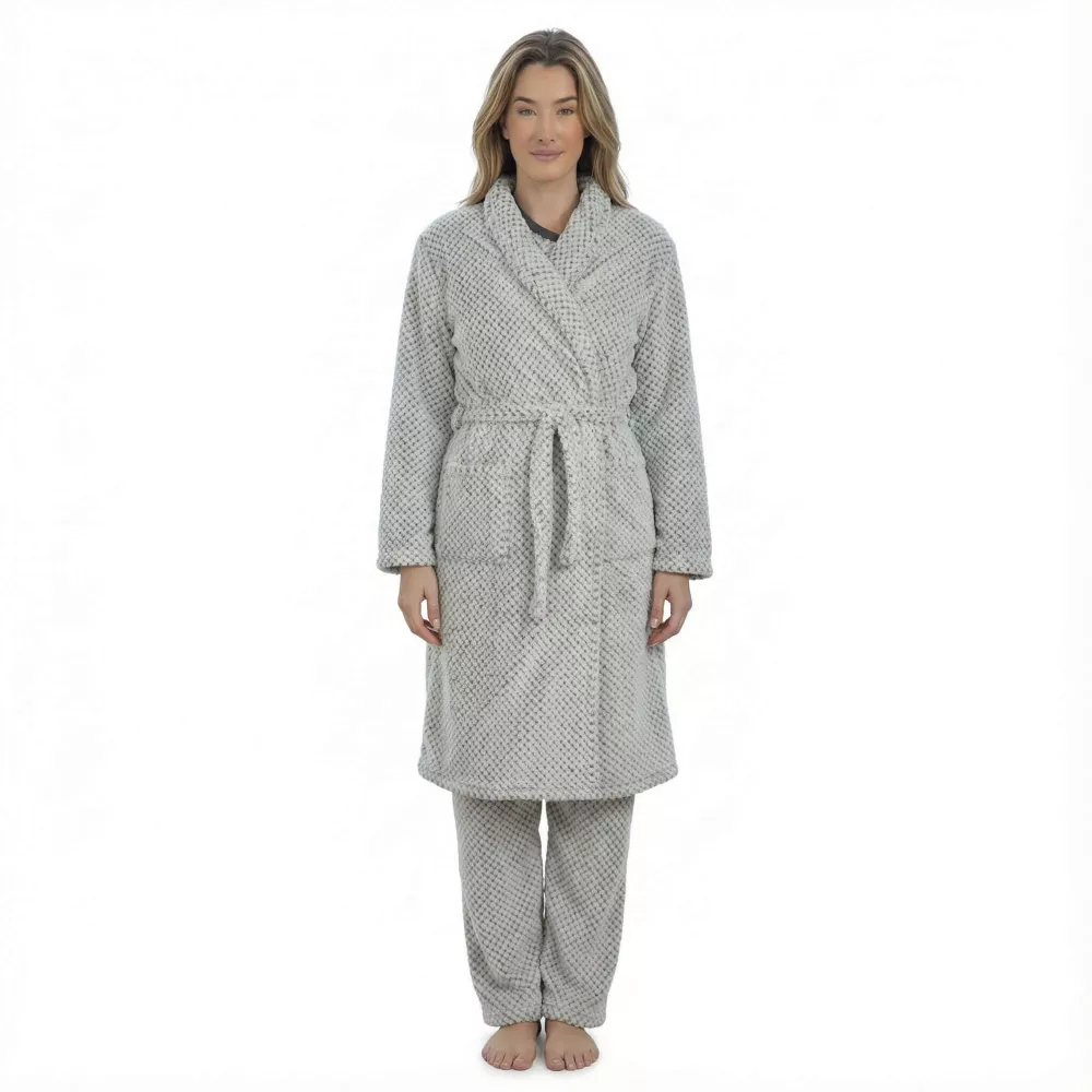 Damen Winter Bademantel 248618 Grau Muslher