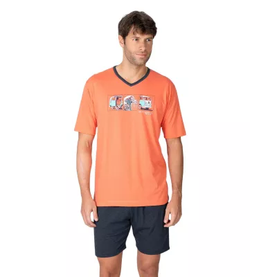 Herren Sommer Pyjama P261323 Koralle Massana