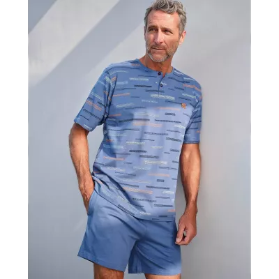 Herren Sommer Pyjama P261302 Blau Massana