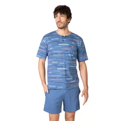Herren Sommer Pyjama P261302 Blau Massana