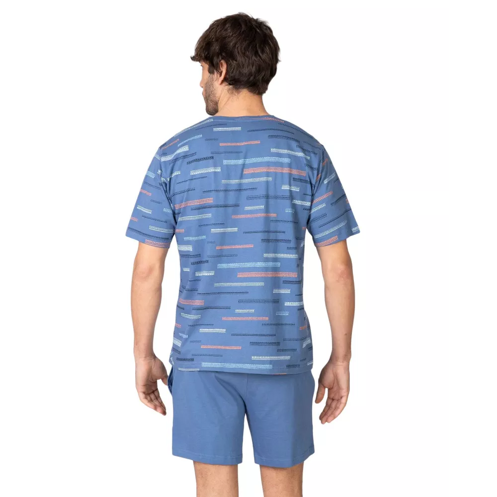 Herren Sommer Pyjama P261302 Blau Massana