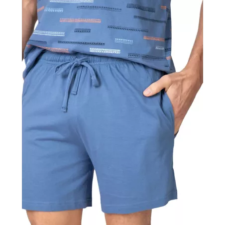 Herren Sommer Pyjama P261302 Blau Massana