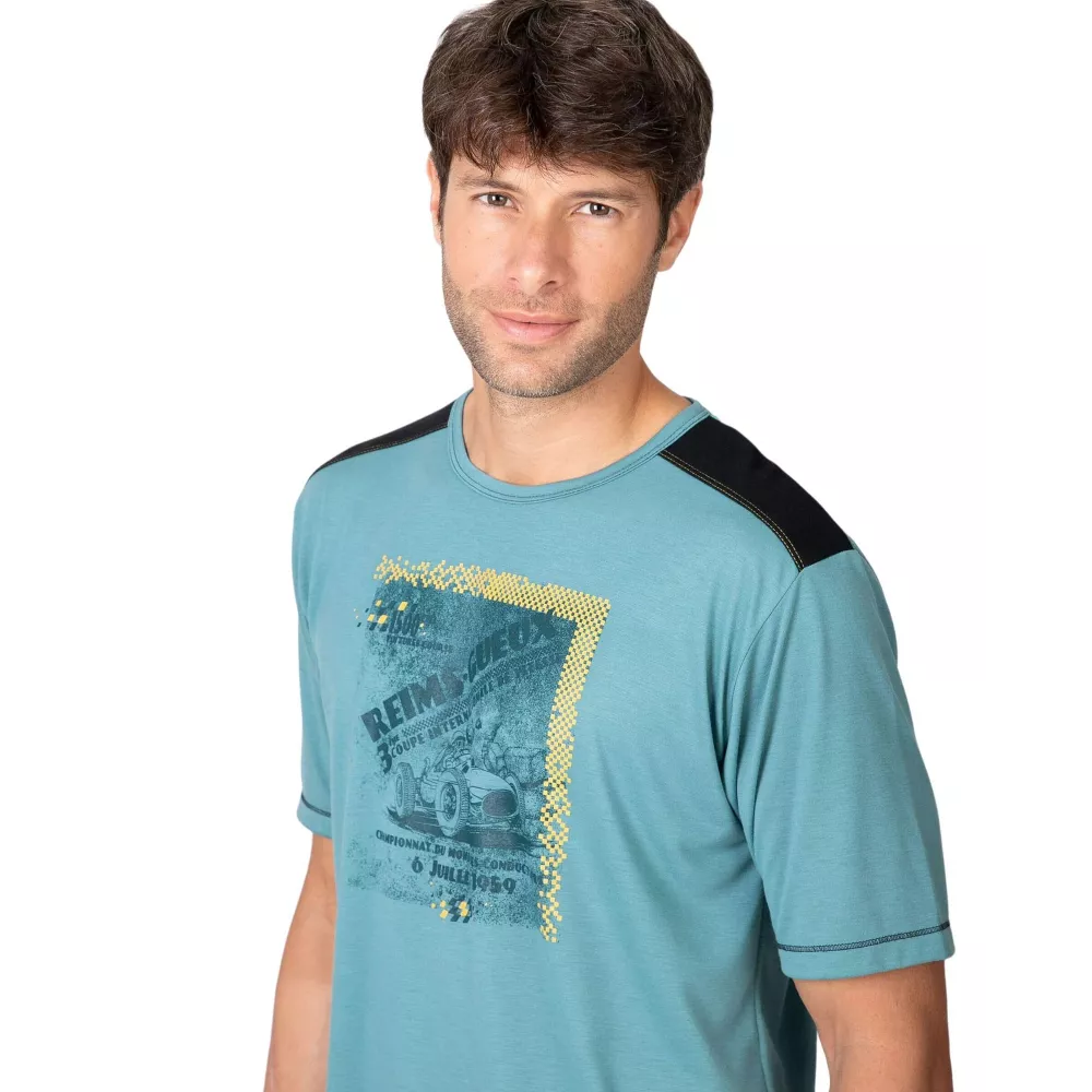 Herren Sommerpyjama P261315 Grün Massana