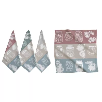 3 Paños de Cocina 50x50 cm Canning 100% Algodón Stilia