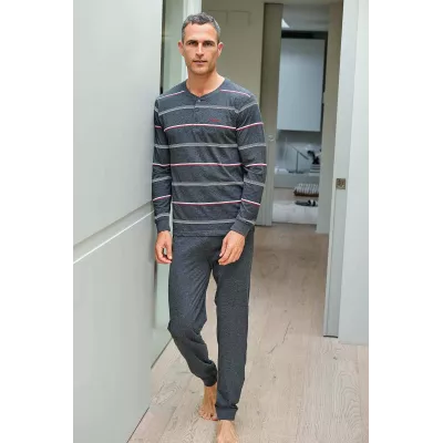 Herren Sommer Pyjama 265013 Grau Muslher