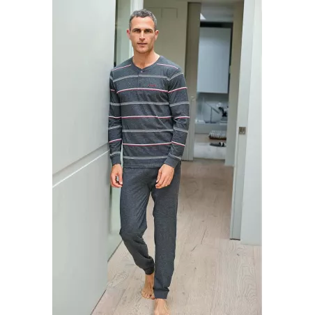 Herren Sommer Pyjama 265013 Grau Muslher