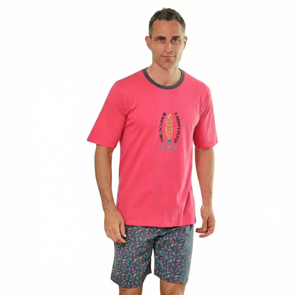 Herren Sommer Pyjama 265023 Koralle Muslher