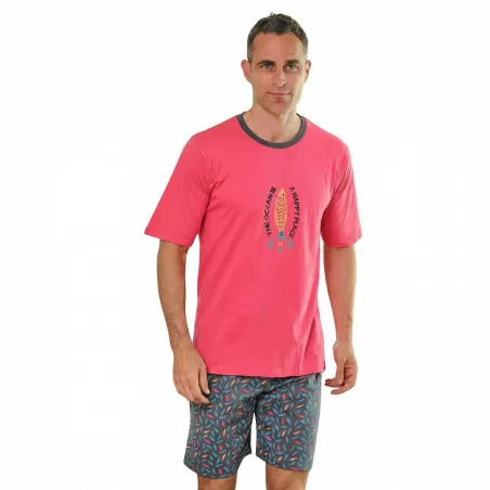 Herren Sommer Pyjama 265023 Koralle Muslher