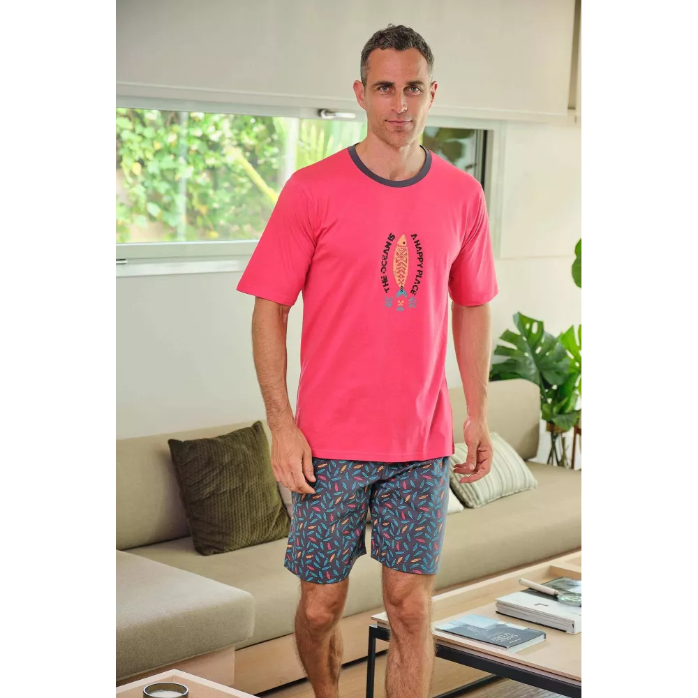 Herren Sommer Pyjama 265023 Koralle Muslher