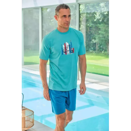 Herren Sommer Pyjama 265035 Türkis Muslher