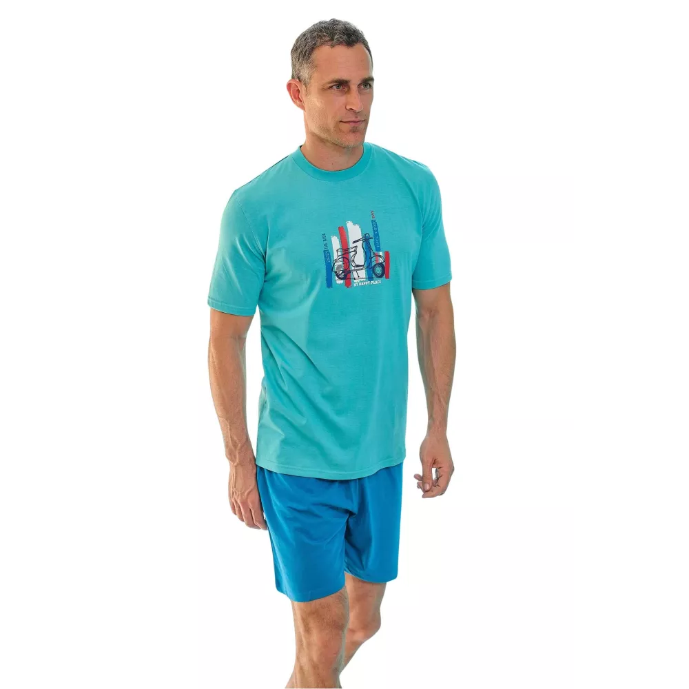 Herren Sommer Pyjama 265035 Türkis Muslher