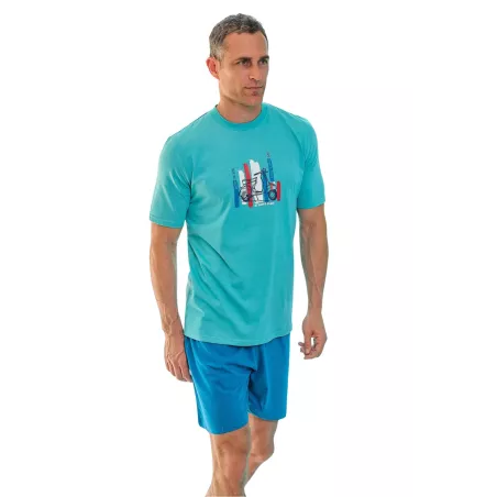 Herren Sommer Pyjama 265035 Türkis Muslher