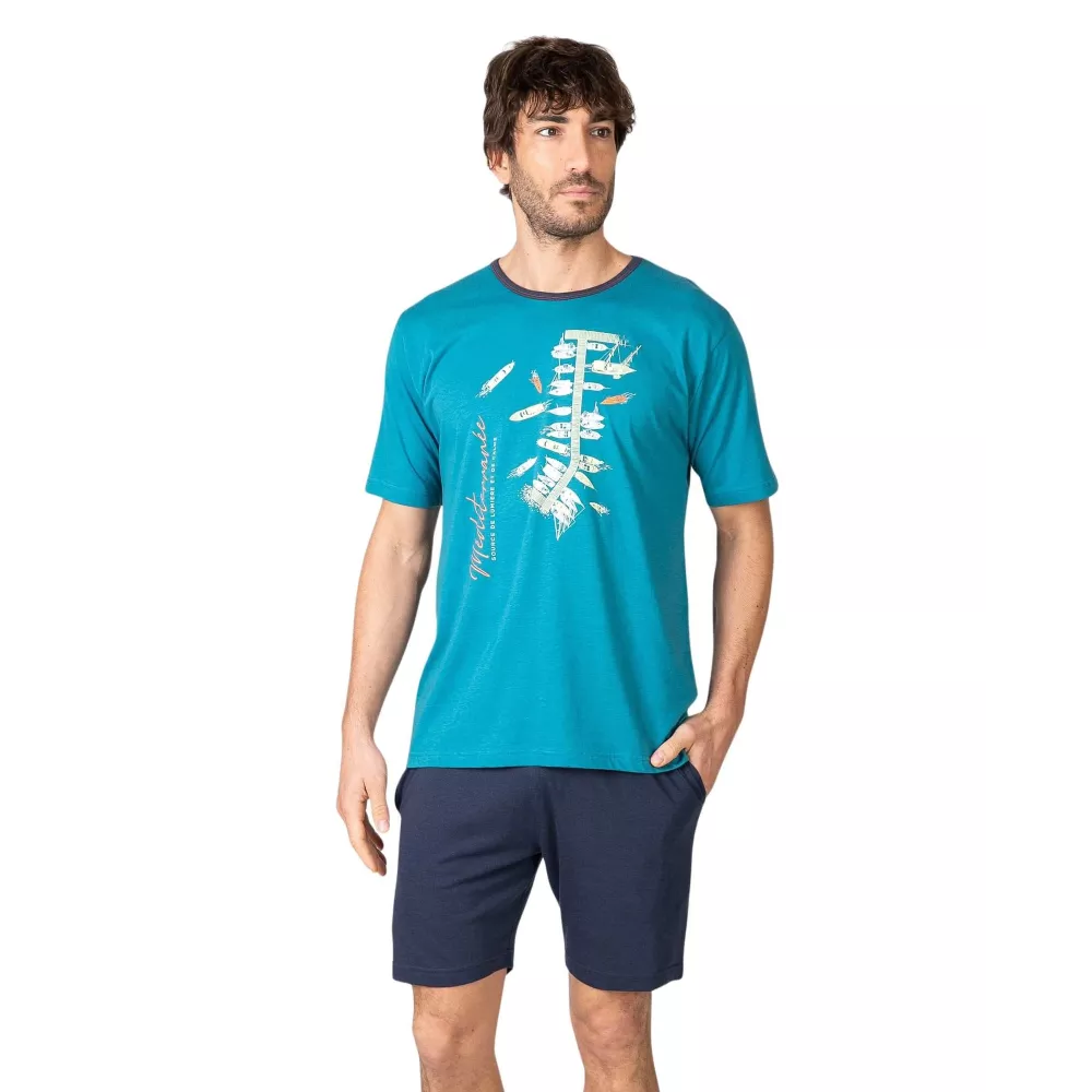 Herren Sommer Pyjama P261306 Grün Massana