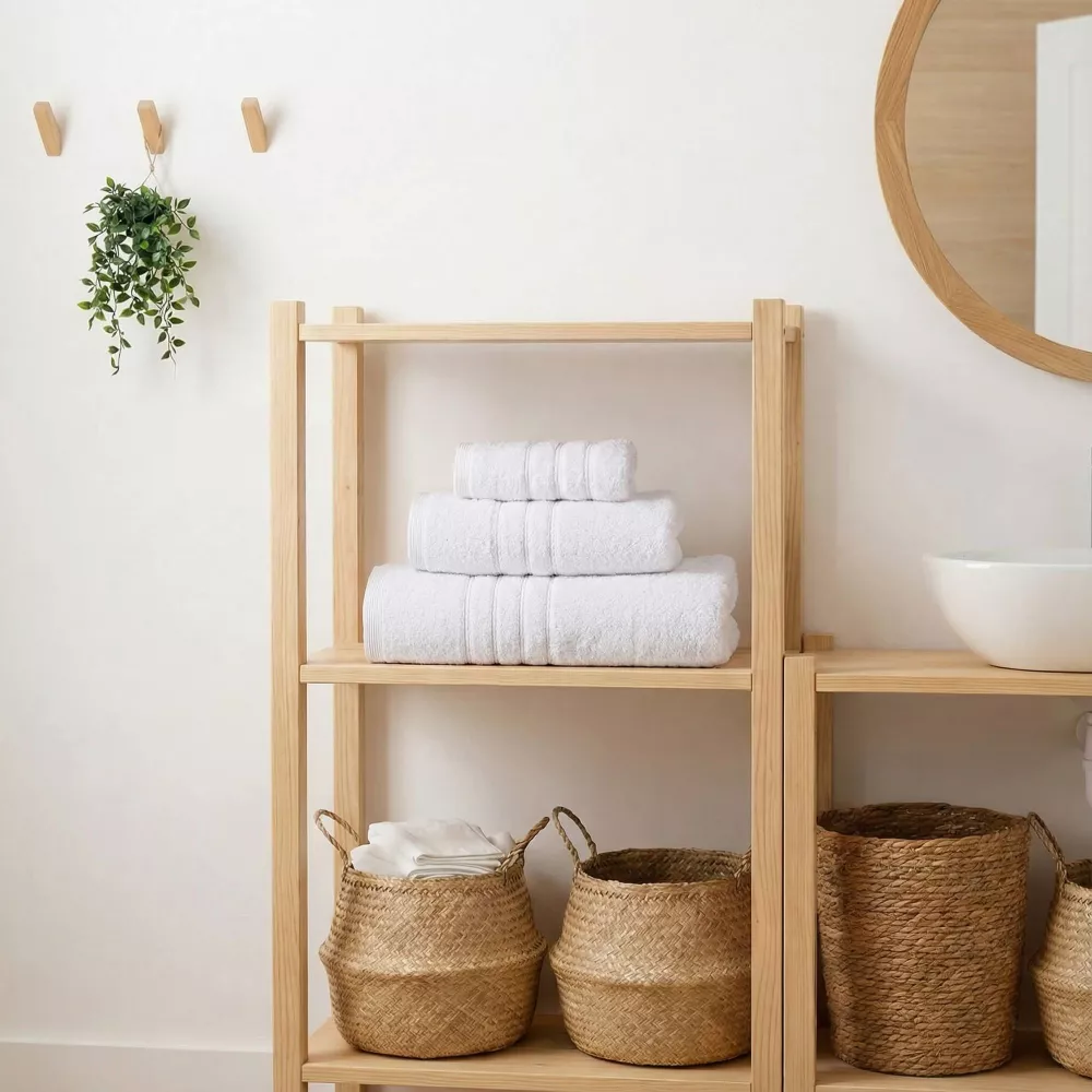 Homewell Set De 5 Serviettes Invités 30x50cm - 100% Coton Oeko-Tex - Ultra Douces Et Absorbantes - Beige