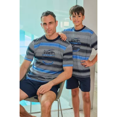 Herren Sommerpyjama 265020 Blau Muslher